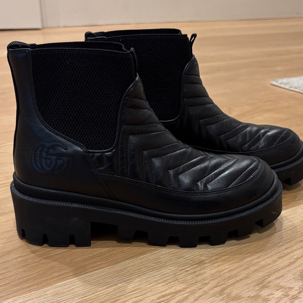 Gucci Quilted Black Leather Booties